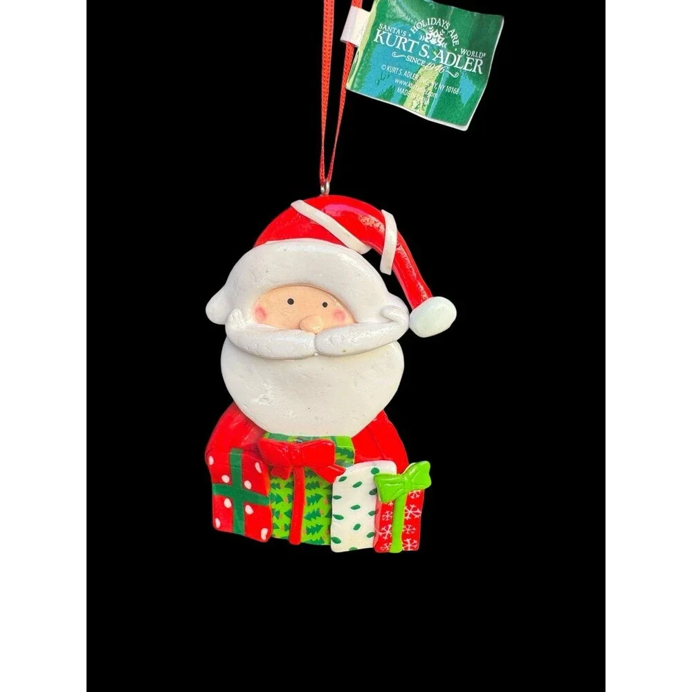 New Kurt S. Adler Christmas santa clay dough presents ornament